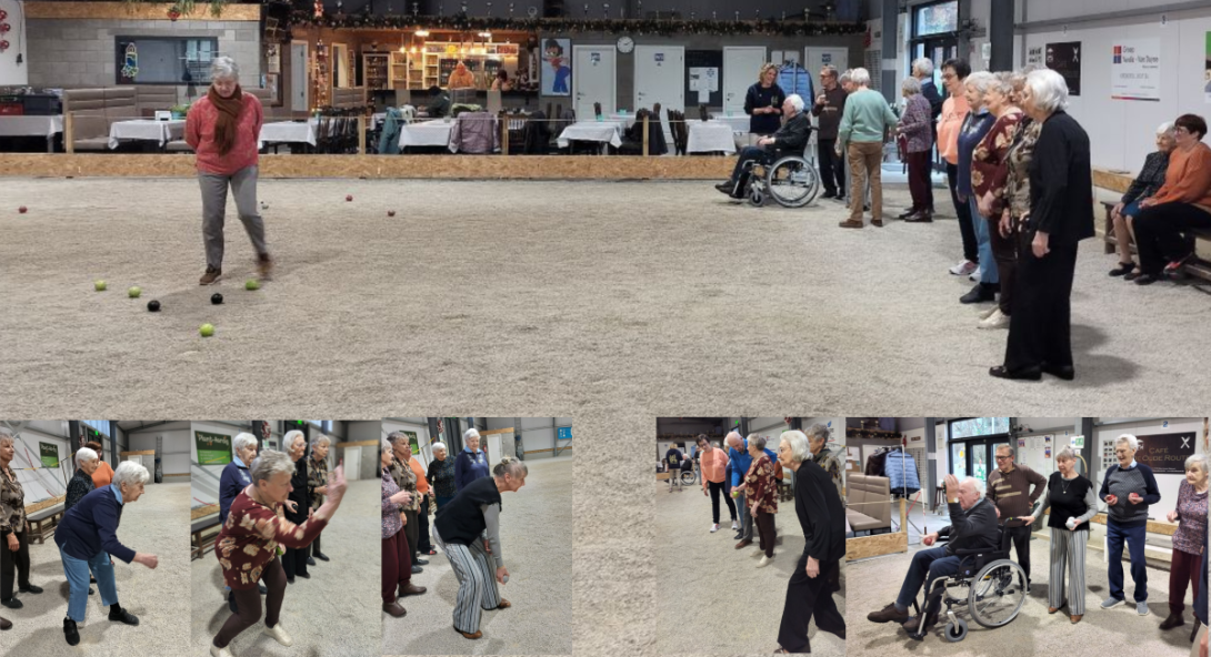 Ouderen spelen petanque - collage sfeerbeeld Stekene