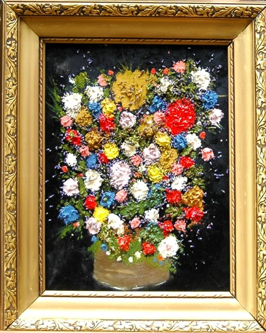 Schilderij prachtig veelkleurig bloemboeket