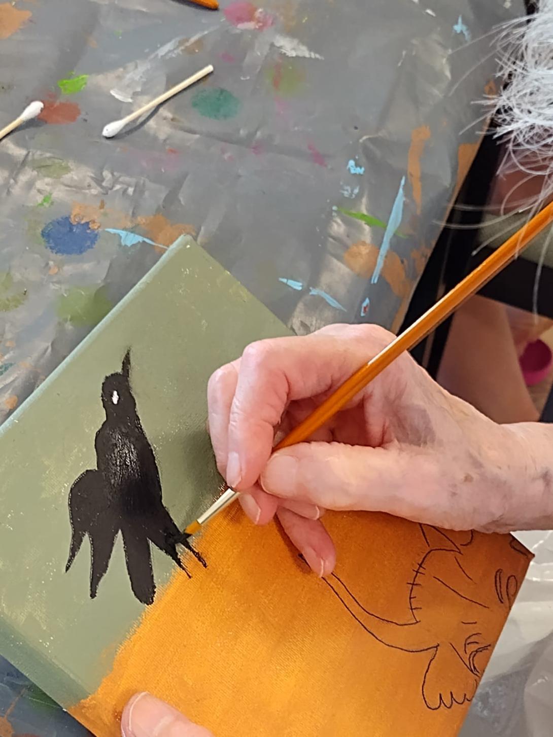 hand schildert vogel op canvas 