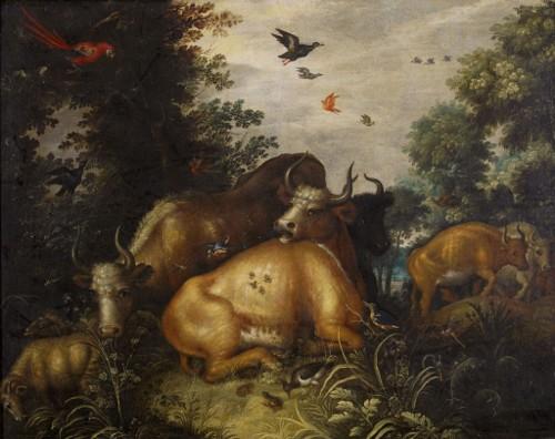 schilderij Boslandschap met runderen - Roelant Savery