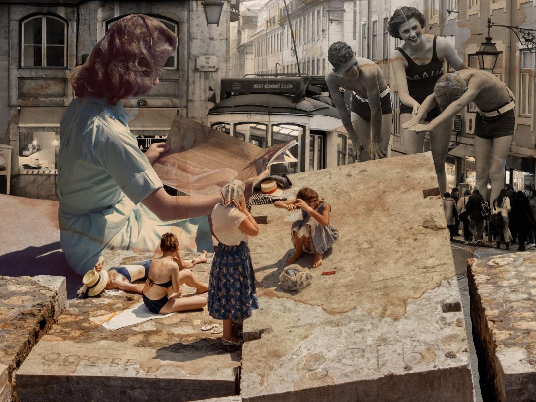 Collage met oude vakantiebeelden
